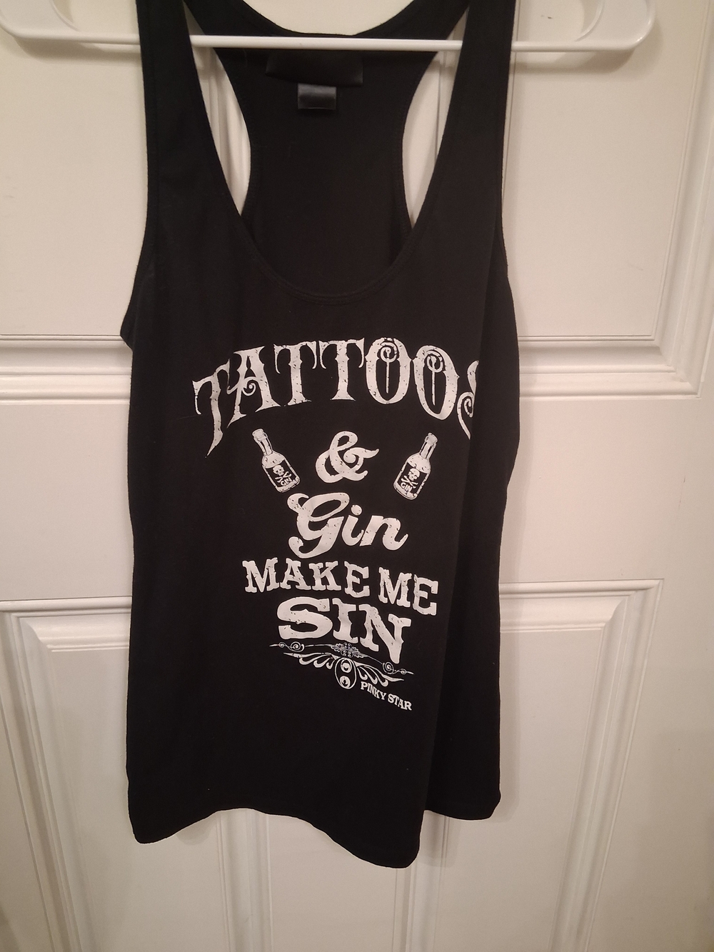 Black Graphic Racerback Tank Top - 'Tattoo & Gin'